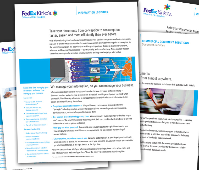 FedEx Information Logistics Sales Sheet and Print Marketing Material Design