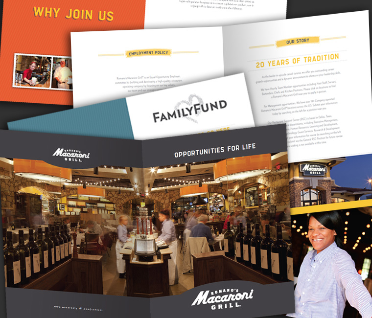 Romano's Macaroni Grill Recruiting Brochure Design