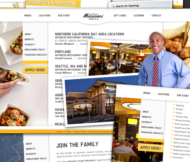 New Romano’s Macaroni Grill Career Website Design and Development