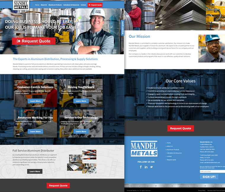 Mandel Metals Website Design and Development