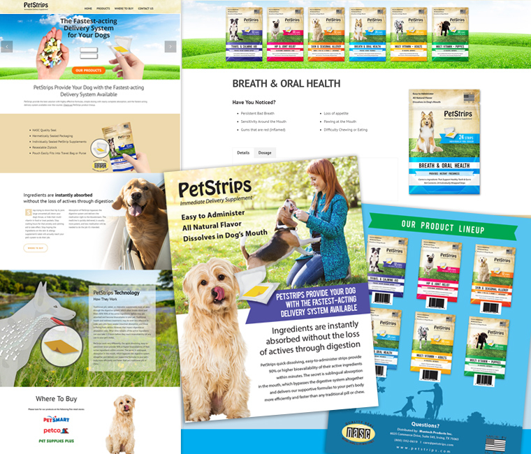 PetStrips Website and Print Marketing Collateral Design