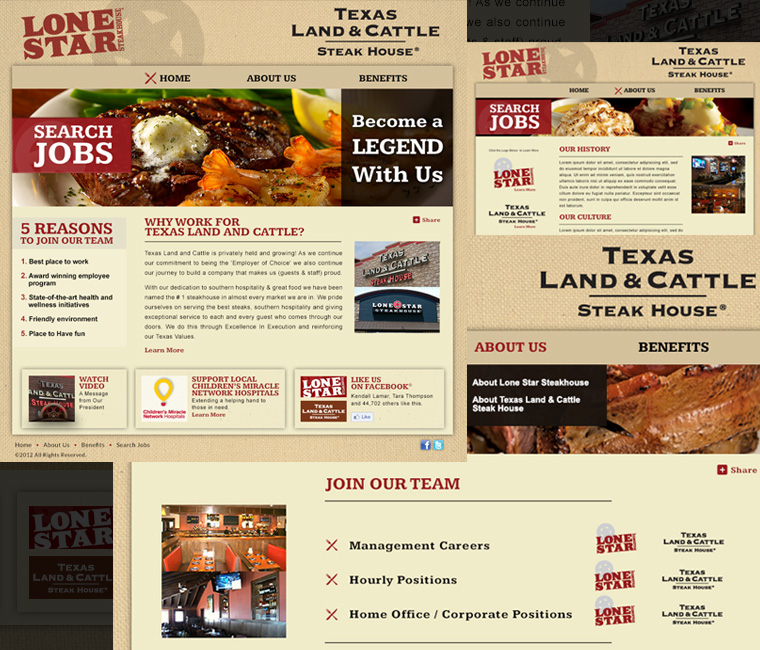 Texas Land and Cattle and Lone Star Steakhouse Career Website Design and Development