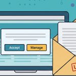 llustration of a laptop showing a cookie consent popup next to an urgent legal demand letter, representing California privacy law risk for Texas business websites