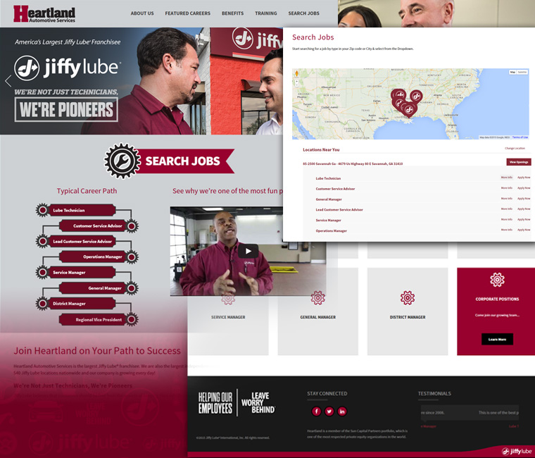 Hearland Automotive-JiffyLube Recruiting Campaign, Career Website Design and Development